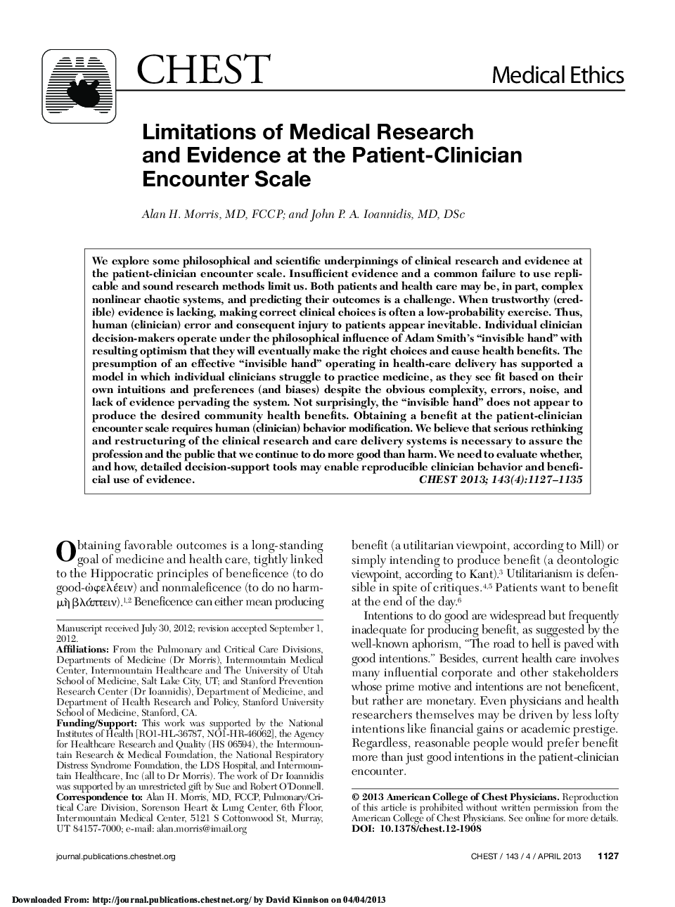 Limitations of Medical Research and Evidence at the Patient-Clinician Encounter Scale 