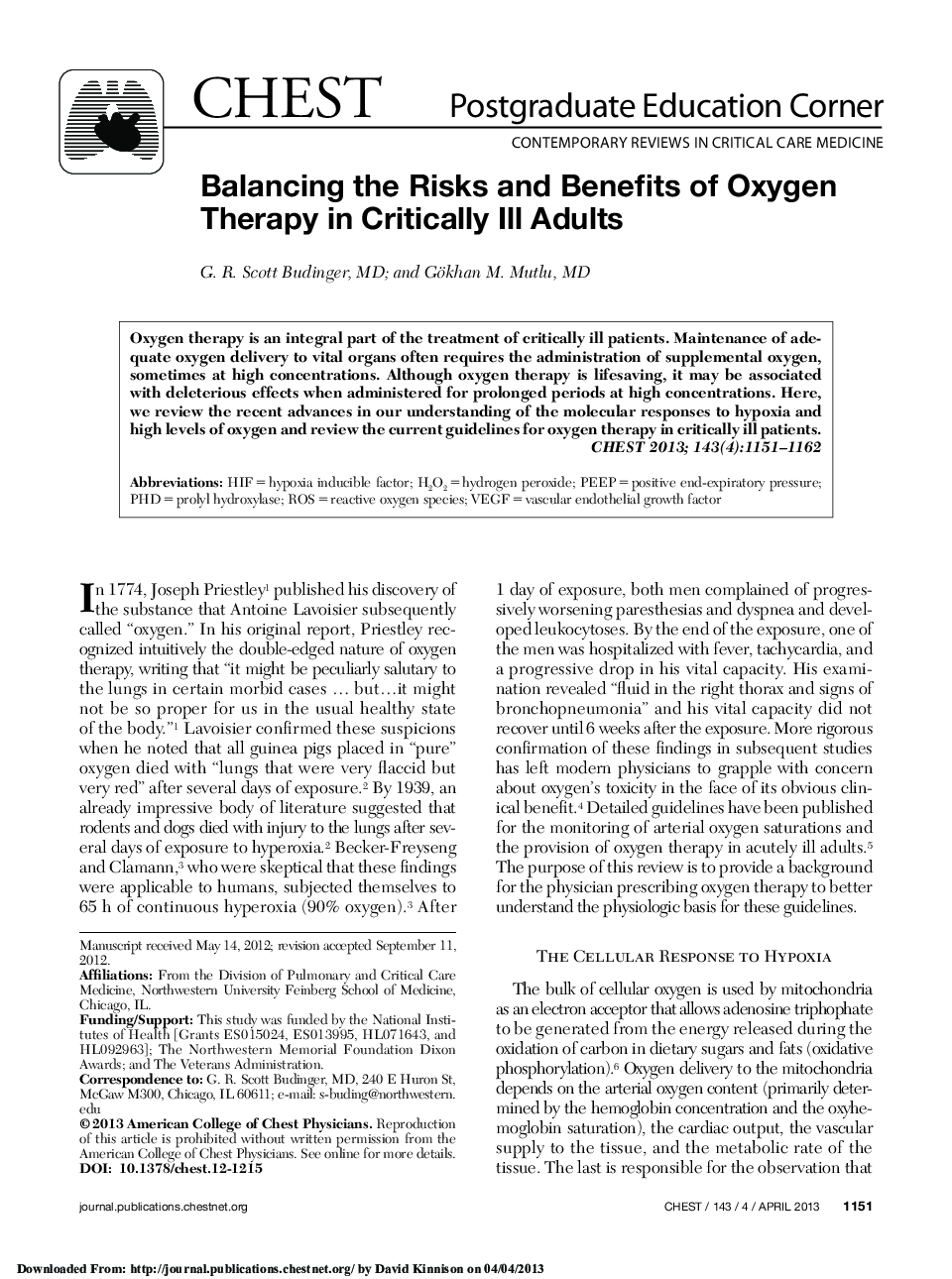Balancing the Risks and Benefits of Oxygen Therapy in Critically III Adults