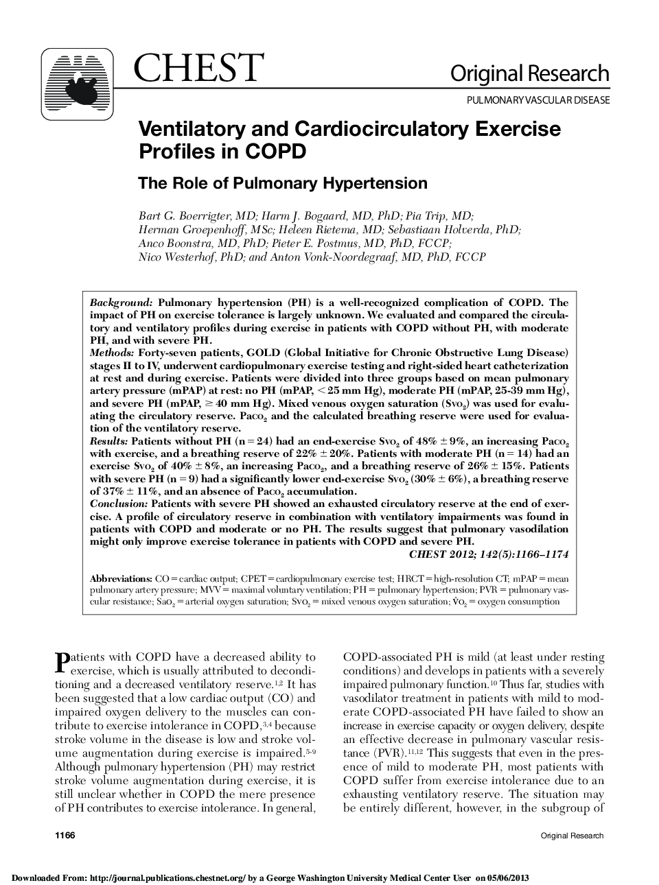 Ventilatory and Cardiocirculatory Exercise Profiles in COPD