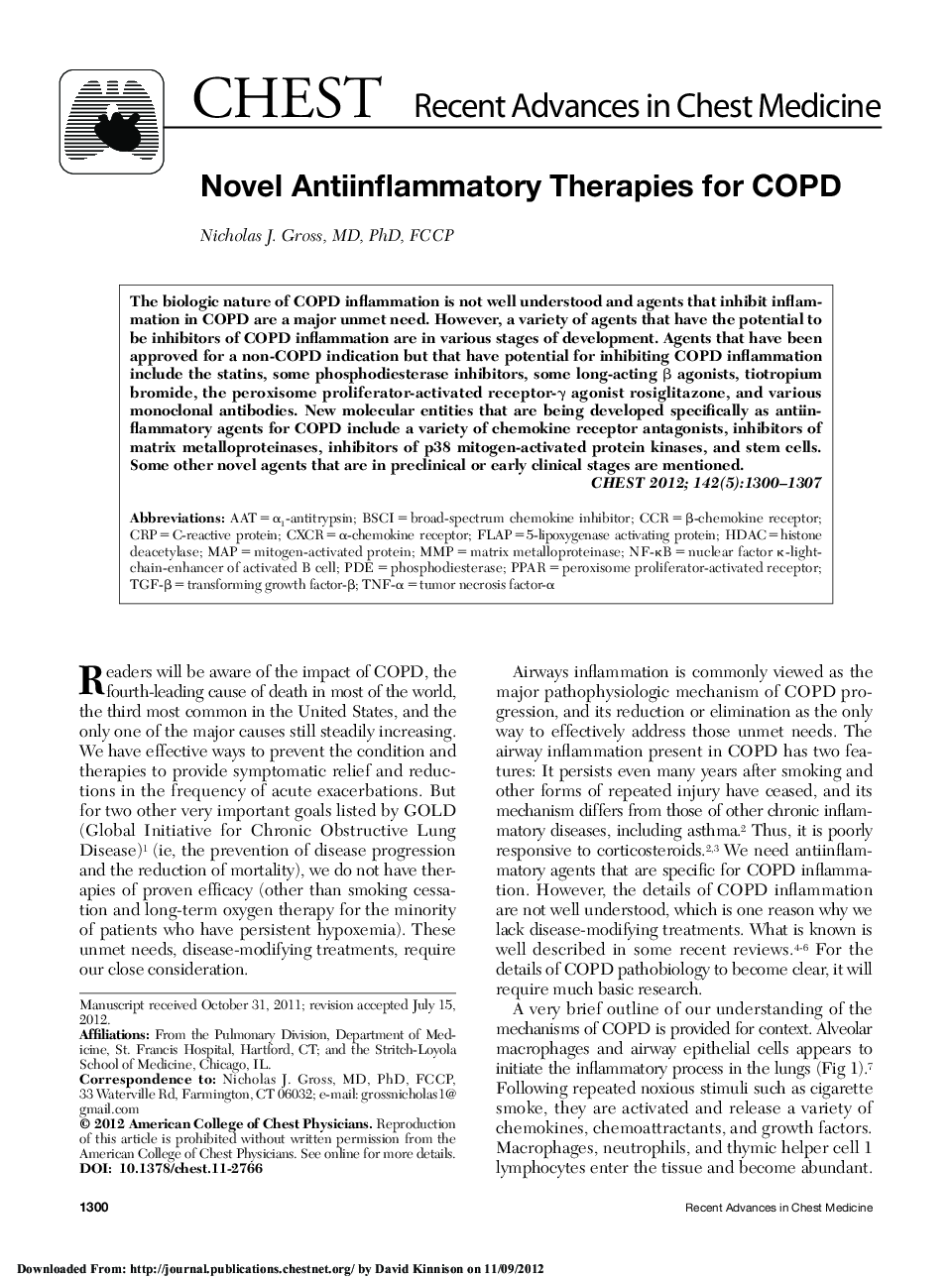 Novel Antiinflammatory Therapies for COPD 
