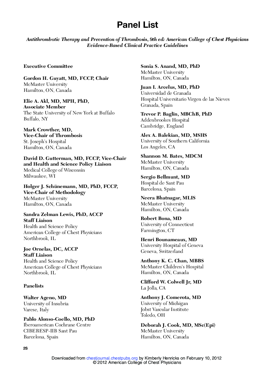 Panel List