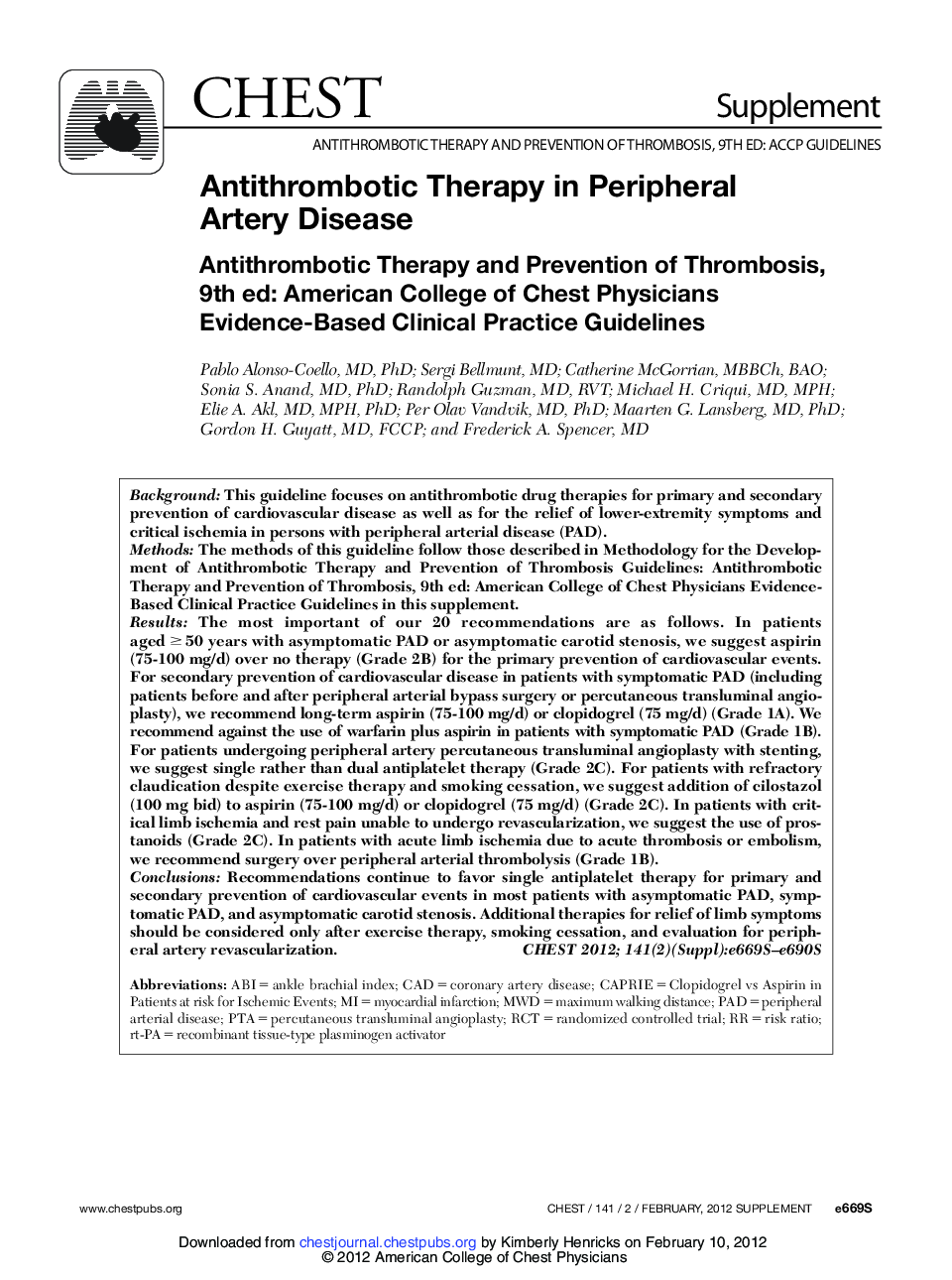 Antithrombotic Therapy in Peripheral Artery Disease