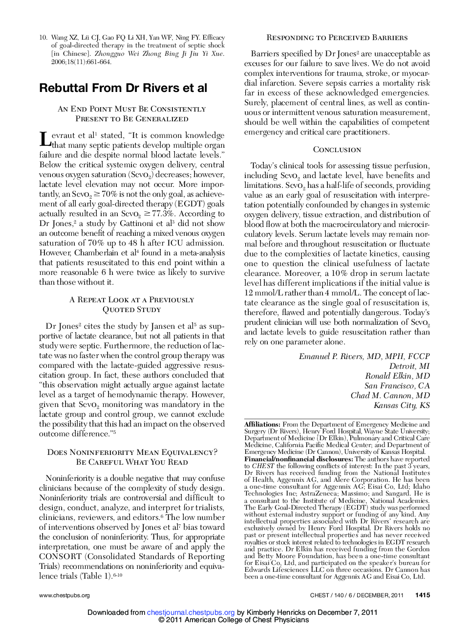 Rebuttal From Dr Rivers et al