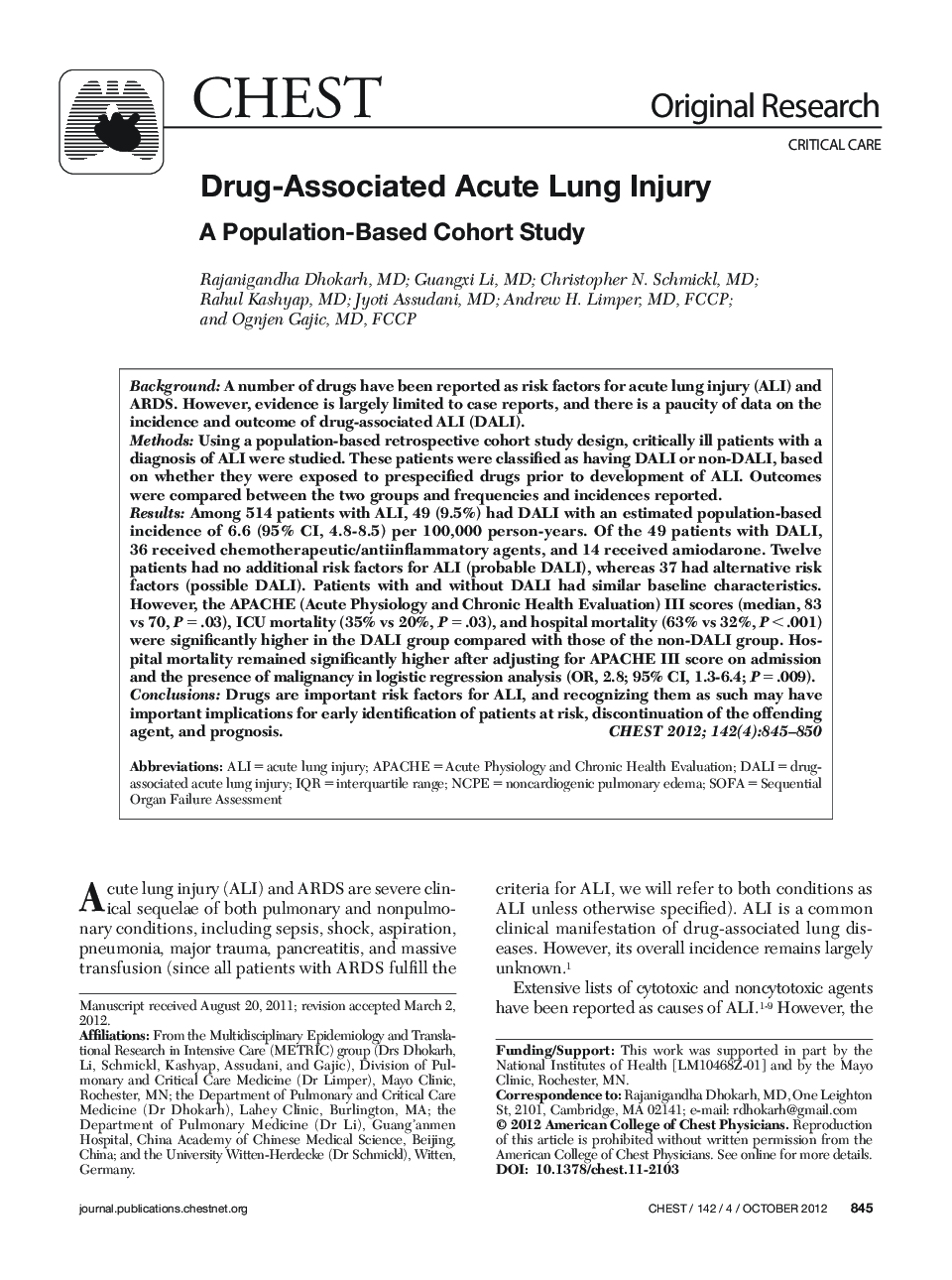 Drug-Associated Acute Lung Injury