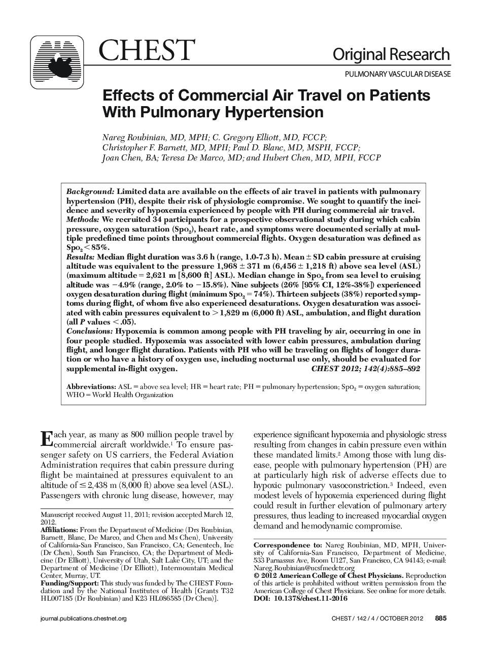 Effects of Commercial Air Travel on Patients With Pulmonary Hypertension