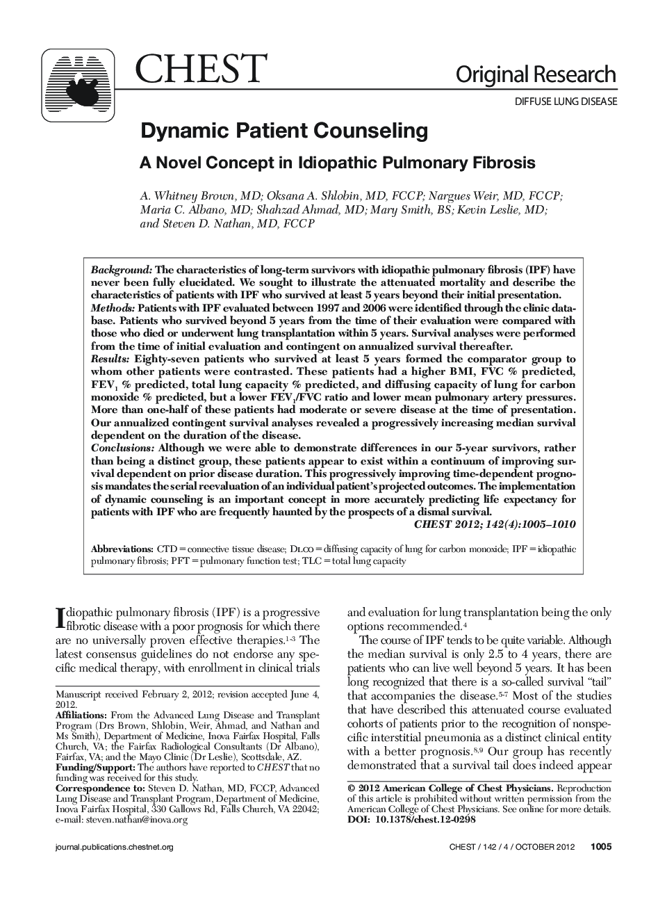 Dynamic Patient Counseling : A Novel Concept in Idiopathic Pulmonary Fibrosis