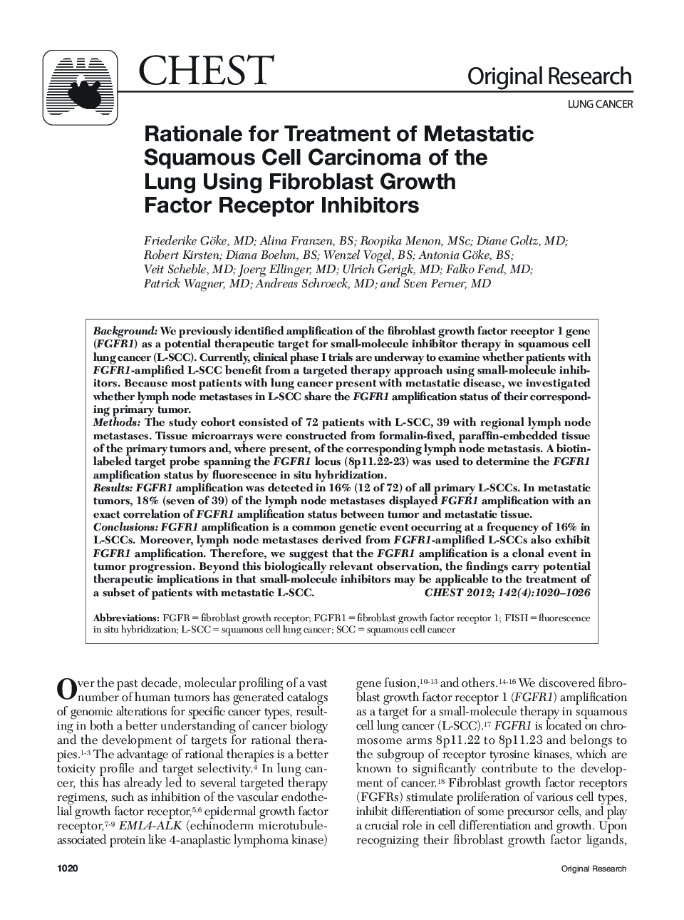 عکس صفحه اول مقاله: Rationale for Treatment of Metastatic Squamous Cell Carcinoma of the Lung Using Fibroblast Growth Factor Receptor Inhibitors Rationale for Treatment of Metastatic Squamous Cell Carcinoma of the Lung Using Fibroblast Growth Factor Receptor Inhibitors