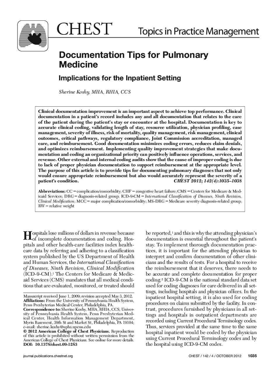 Documentation Tips for Pulmonary Medicine