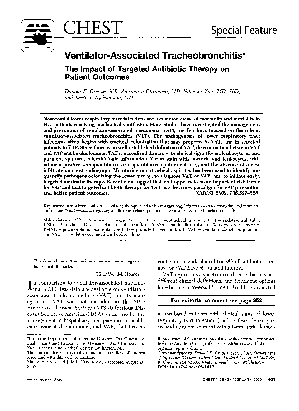 Ventilator-Associated Tracheobronchitis : The Impact of Targeted Antibiotic Therapy on Patient Outcomes