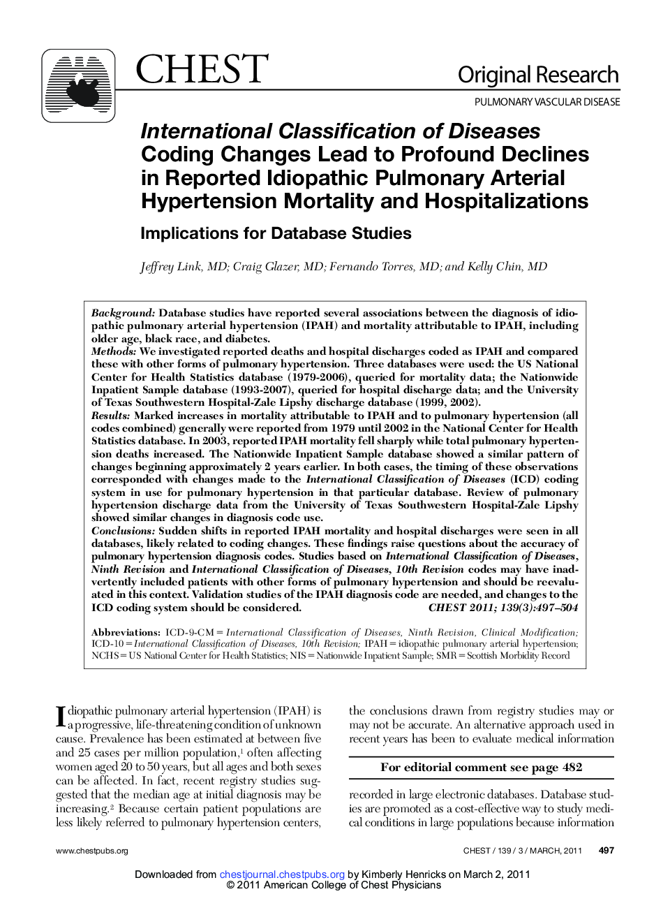 International Classification of Diseases Coding Changes Lead to Profound Declines in Reported Idiopathic Pulmonary Arterial Hypertension Mortality and Hospitalizations