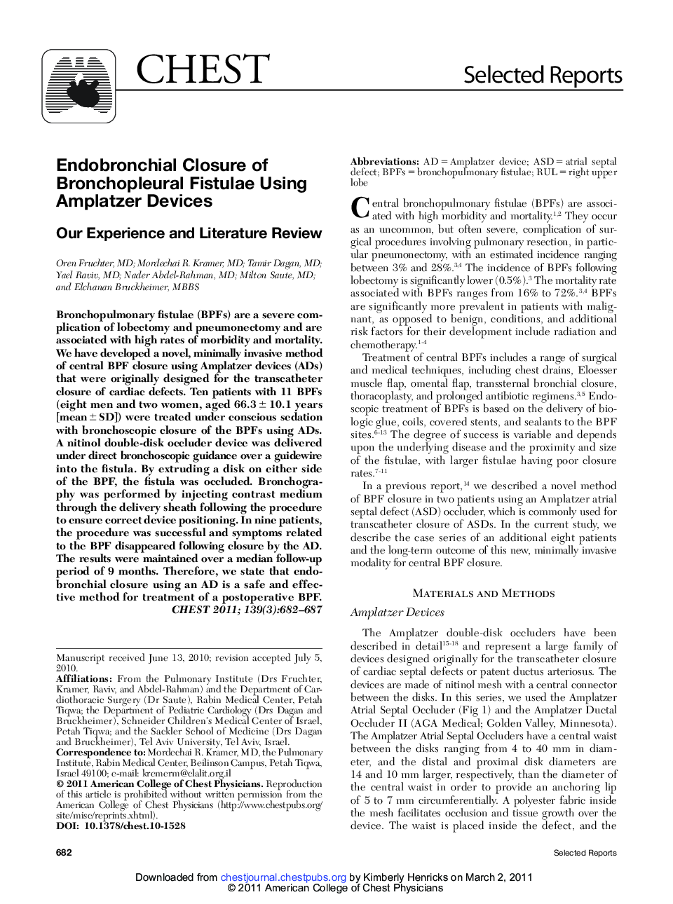 Endobronchial Closure of Bronchopleural Fistulae Using Amplatzer Devices : Our Experience and Literature Review