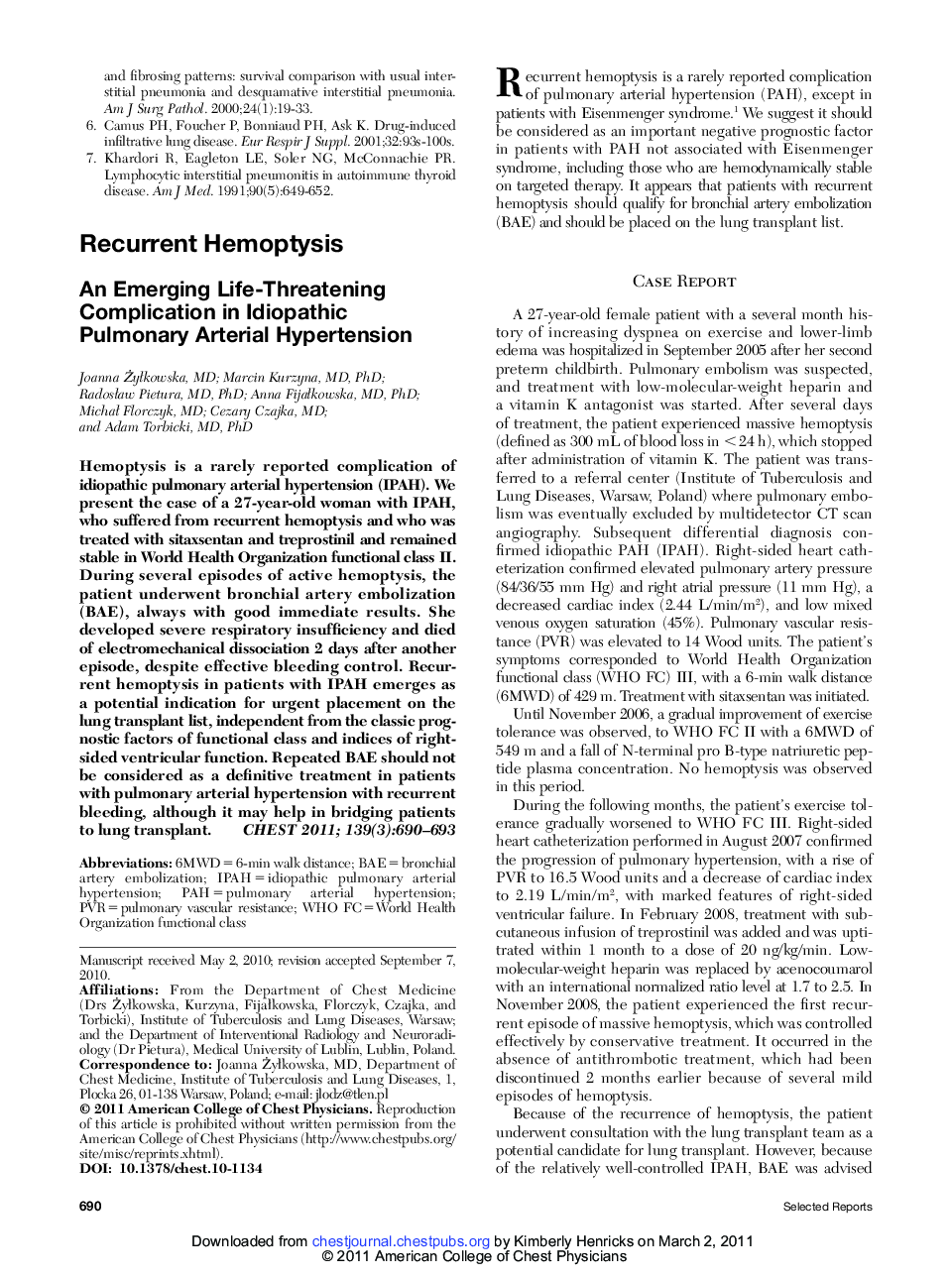 Recurrent Hemoptysis