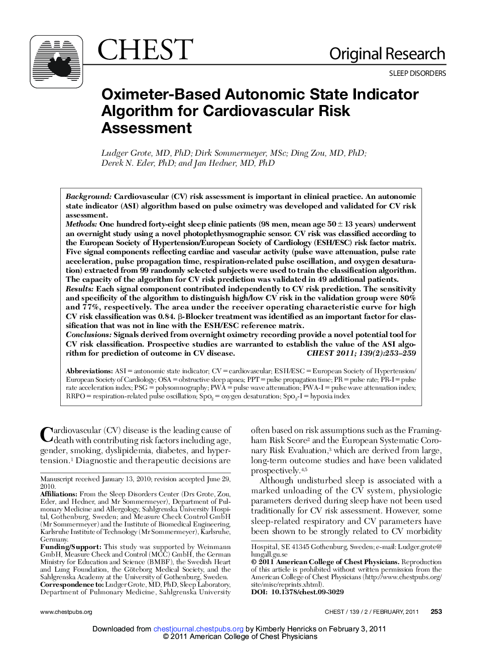 Oximeter-Based Autonomic State Indicator Algorithm for Cardiovascular Risk Assessment 