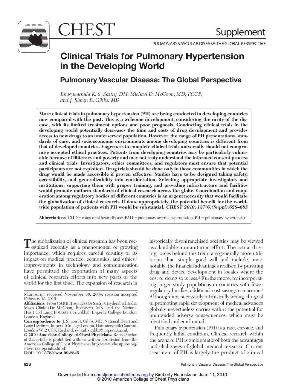 Clinical Trials for Pulmonary Hypertension in the Developing World