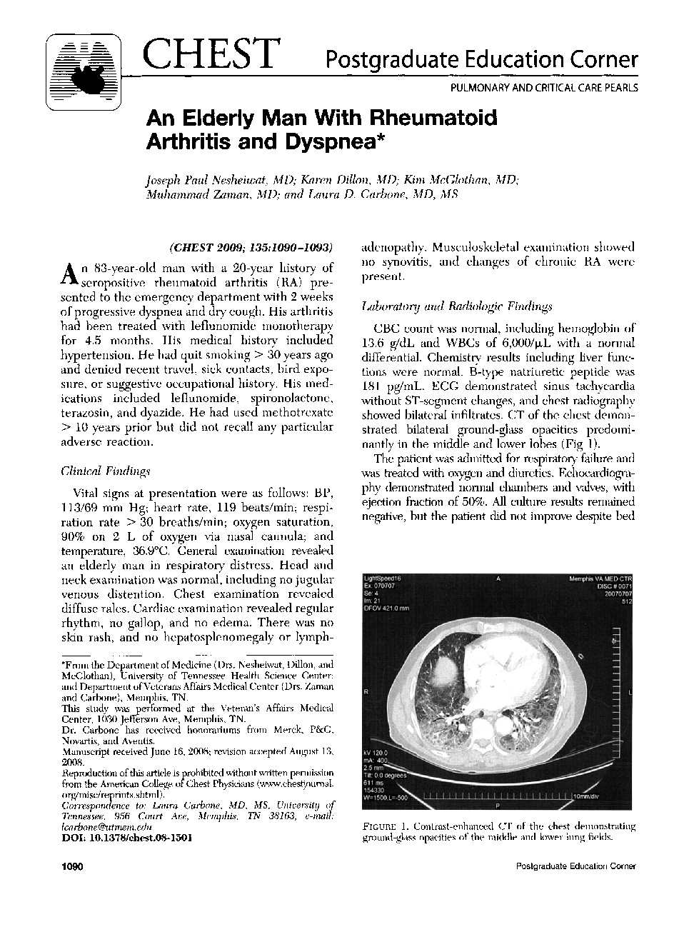 عکس صفحه اول مقاله: An Elderly Man With Rheumatoid Arthritis and Dyspnea An Elderly Man With Rheumatoid Arthritis and Dyspnea