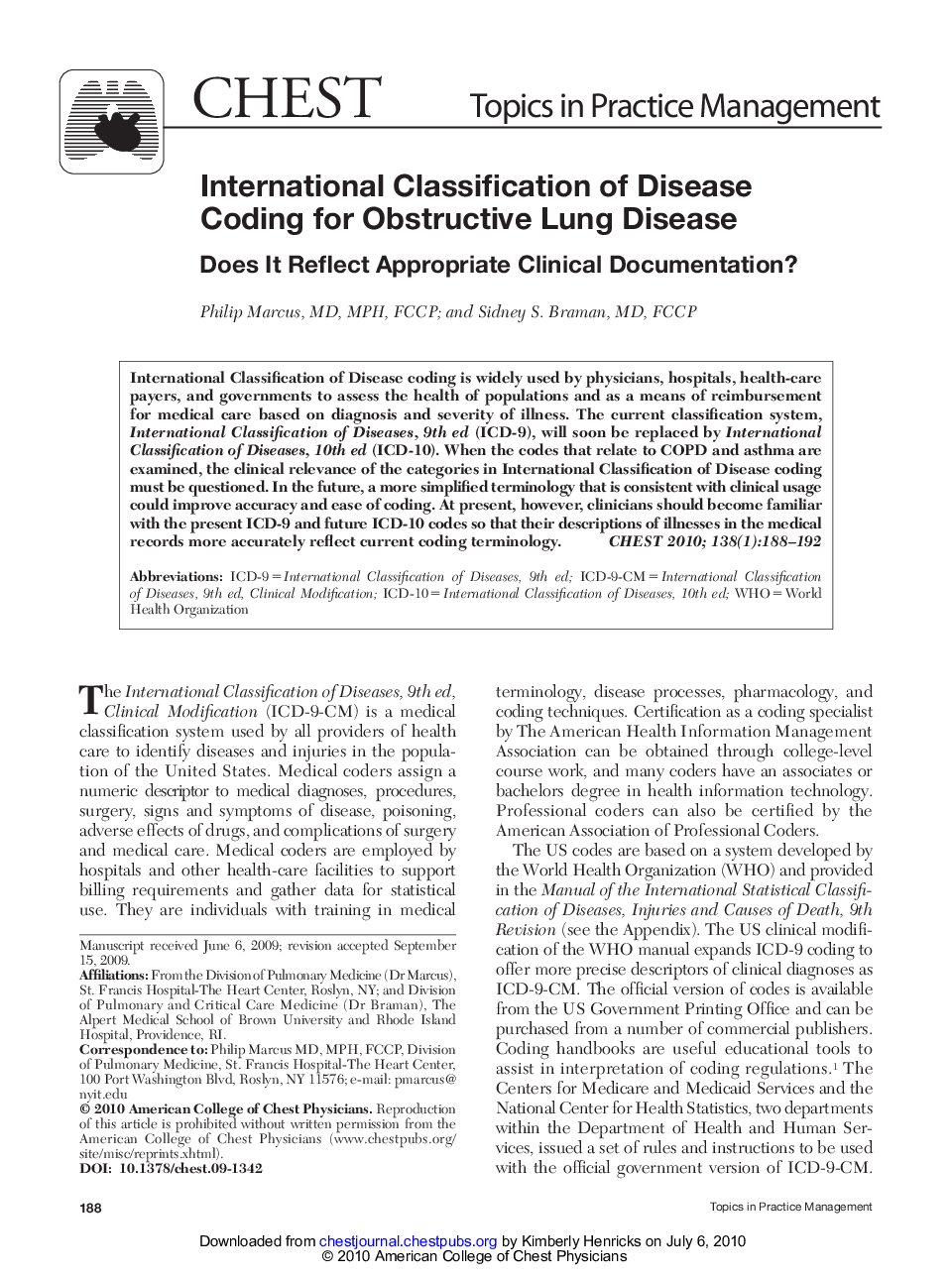 عکس صفحه اول مقاله: International Classification of Disease Coding for Obstructive Lung Disease : Does It Reflect Appropriate Clinical Documentation? International Classification of Disease Coding for Obstructive Lung Disease : Does It Reflect Appropriate Clinical Documentation?