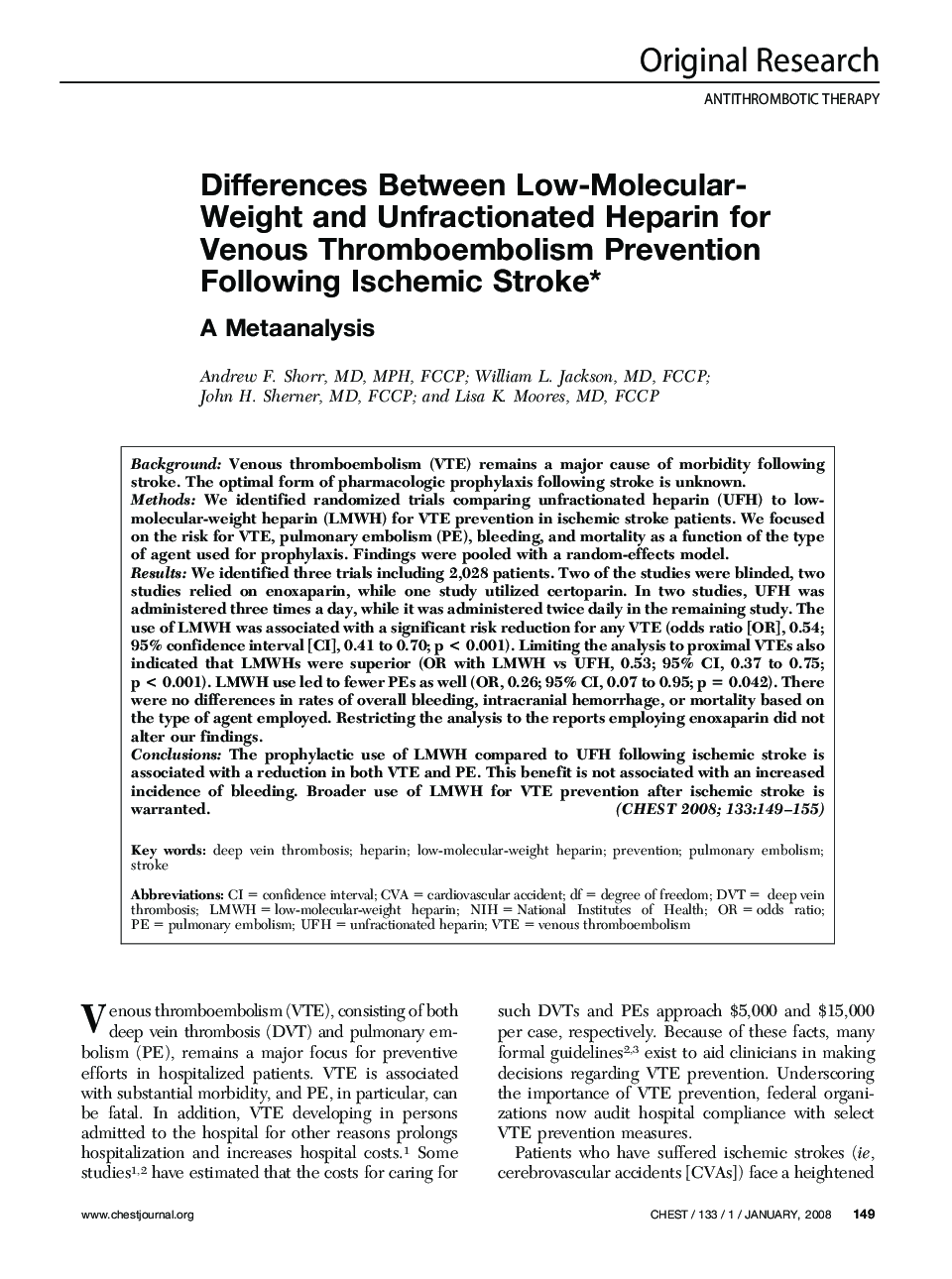 Differences Between Low-Molecular-Weight and Unfractionated Heparin for Venous Thromboembolism Prevention Following Ischemic Stroke : A Metaanalysis