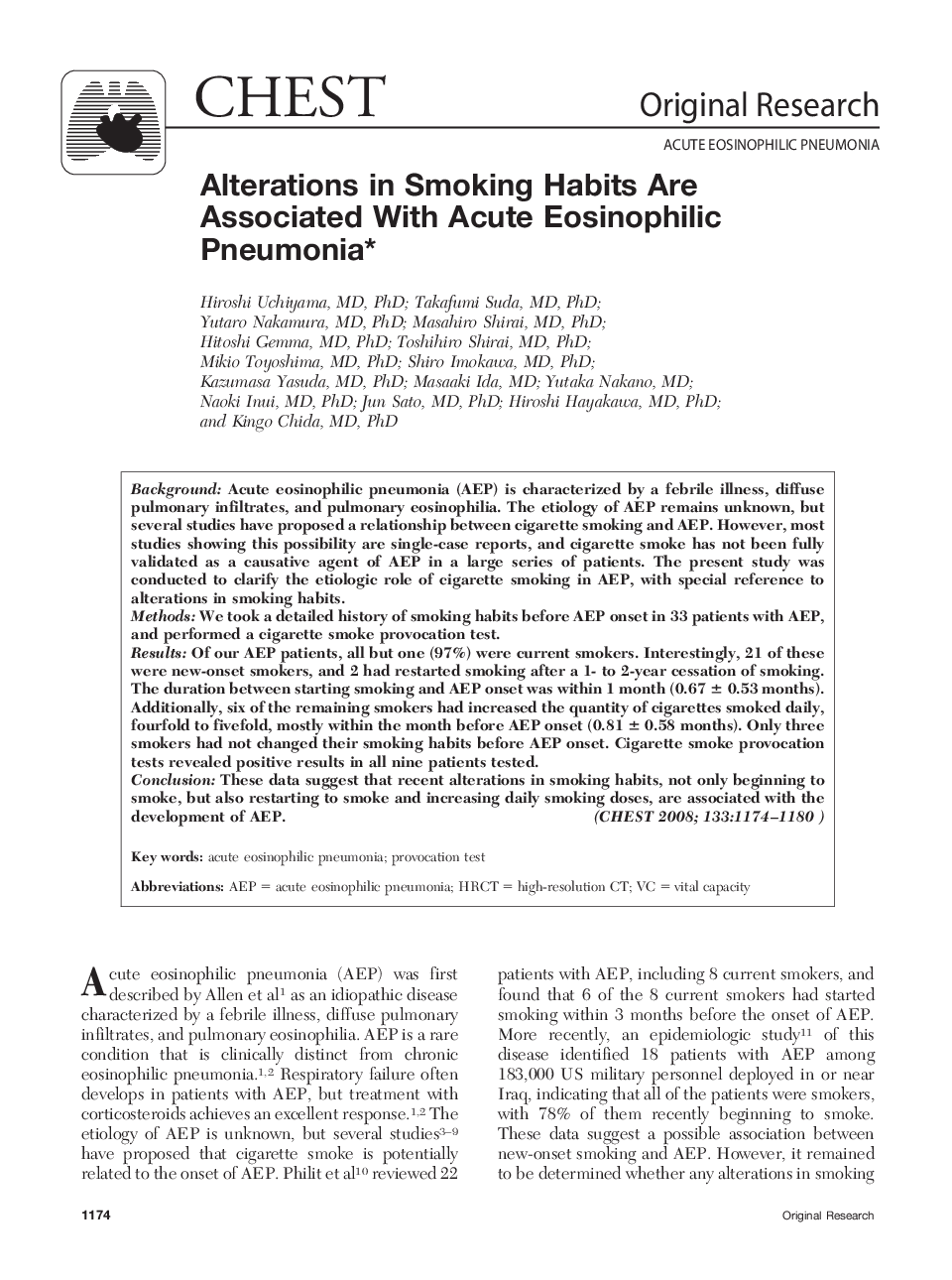 Alterations in Smoking Habits Are Associated With Acute Eosinophilic Pneumonia 