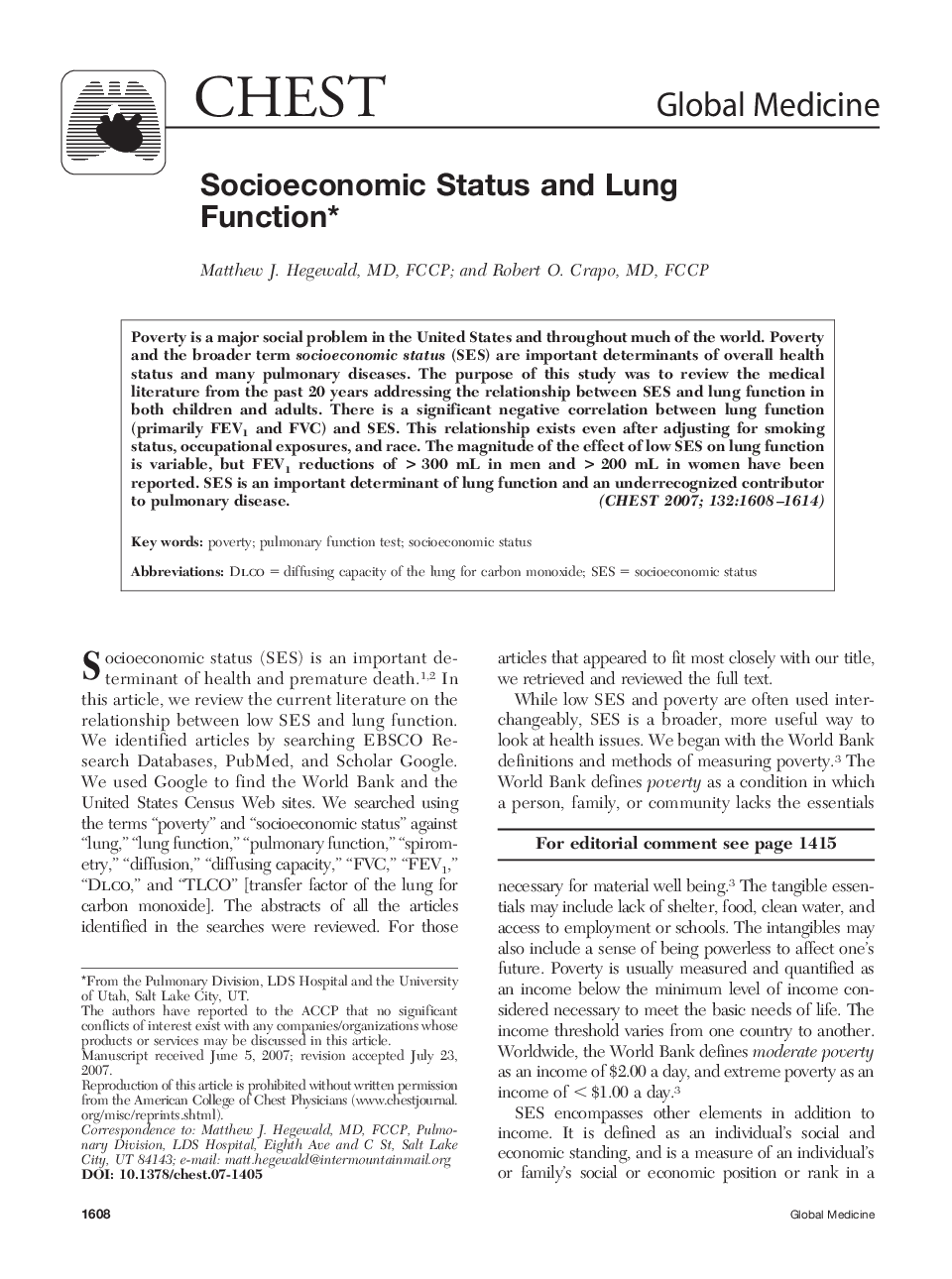 Socioeconomic Status and Lung Function 