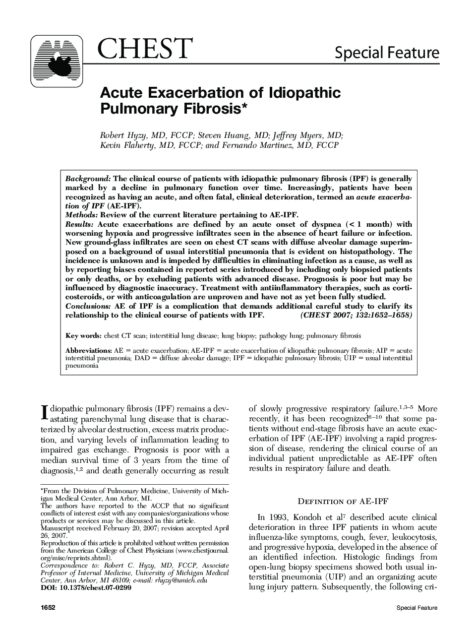 Acute Exacerbation of Idiopathic Pulmonary Fibrosis 