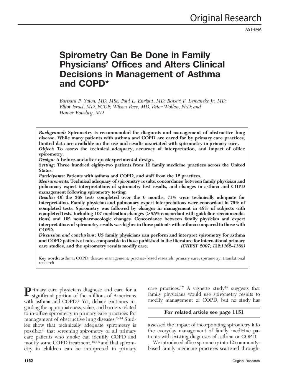 Spirometry Can Be Done in Family Physicians' Offices and Alters Clinical Decisions in Management of Asthma and COPD 