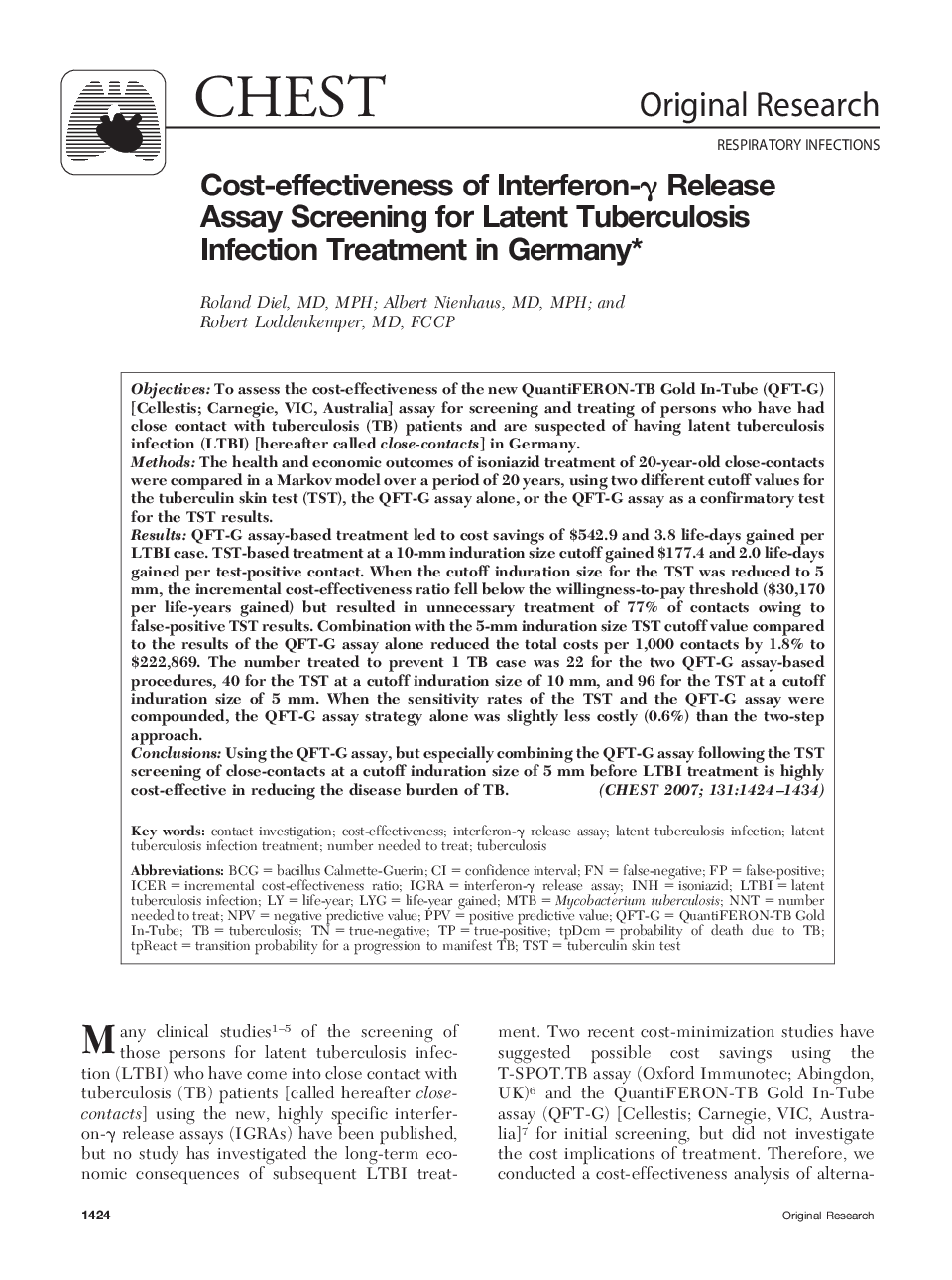 Cost-effectiveness of Interferon-γ Release Assay Screening for Latent Tuberculosis Infection Treatment in Germany 