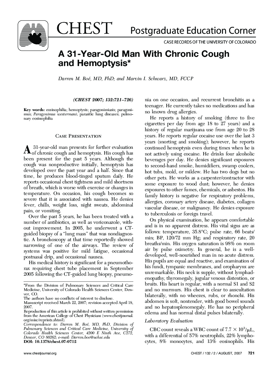 A 31-Year-Old Man With Chronic Cough and Hemoptysis