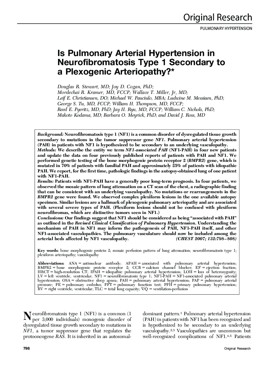 Is Pulmonary Arterial Hypertension in Neurofibromatosis Type 1 Secondary to a Plexogenic Arteriopathy? 