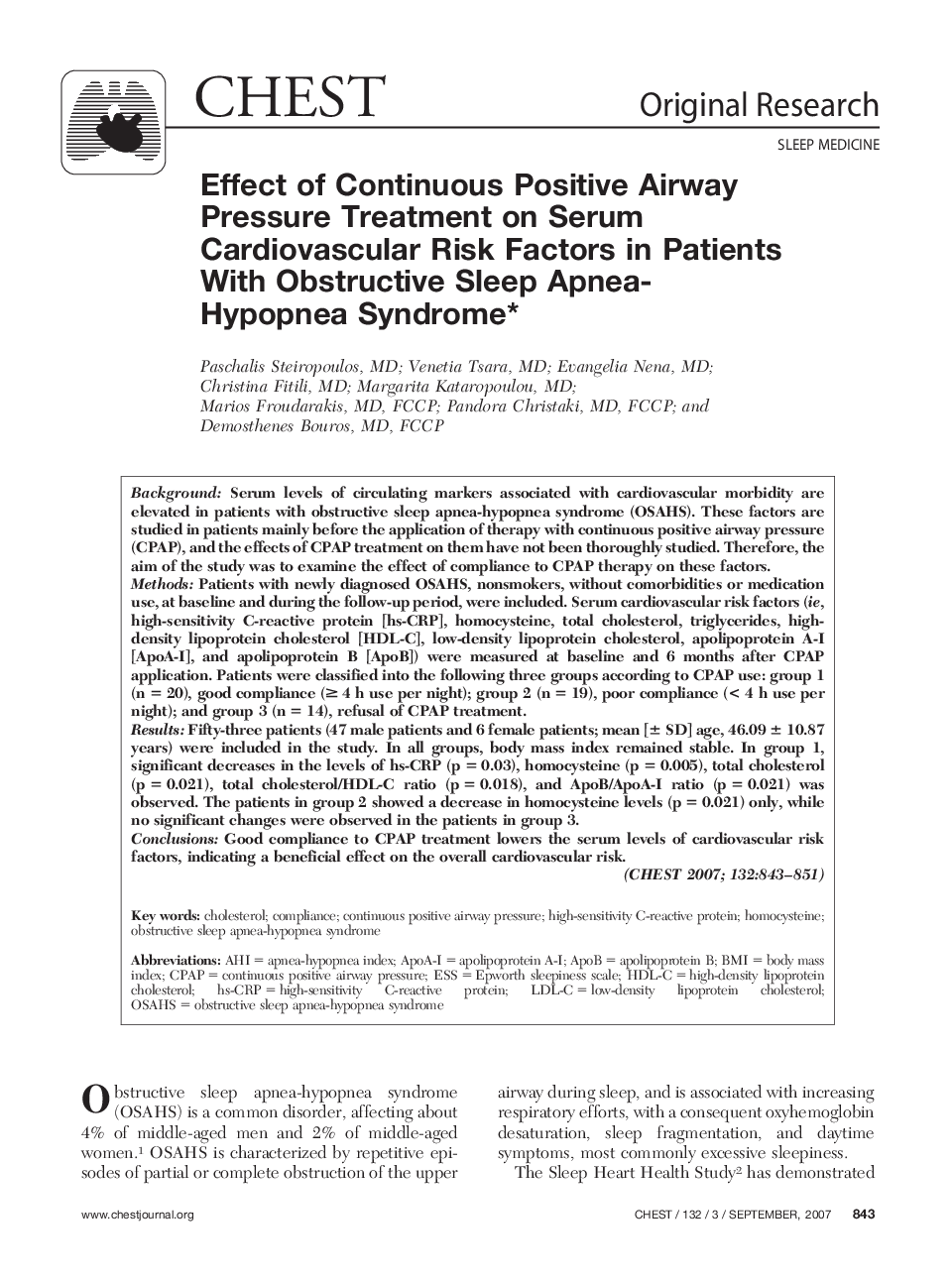عکس صفحه اول مقاله: Effect of Continuous Positive Airway Pressure Treatment on Serum Cardiovascular Risk Factors in Patients With Obstructive Sleep Apnea-Hypopnea Syndrome Effect of Continuous Positive Airway Pressure Treatment on Serum Cardiovascular Risk Factors in Patients With Obstructive Sleep Apnea-Hypopnea Syndrome