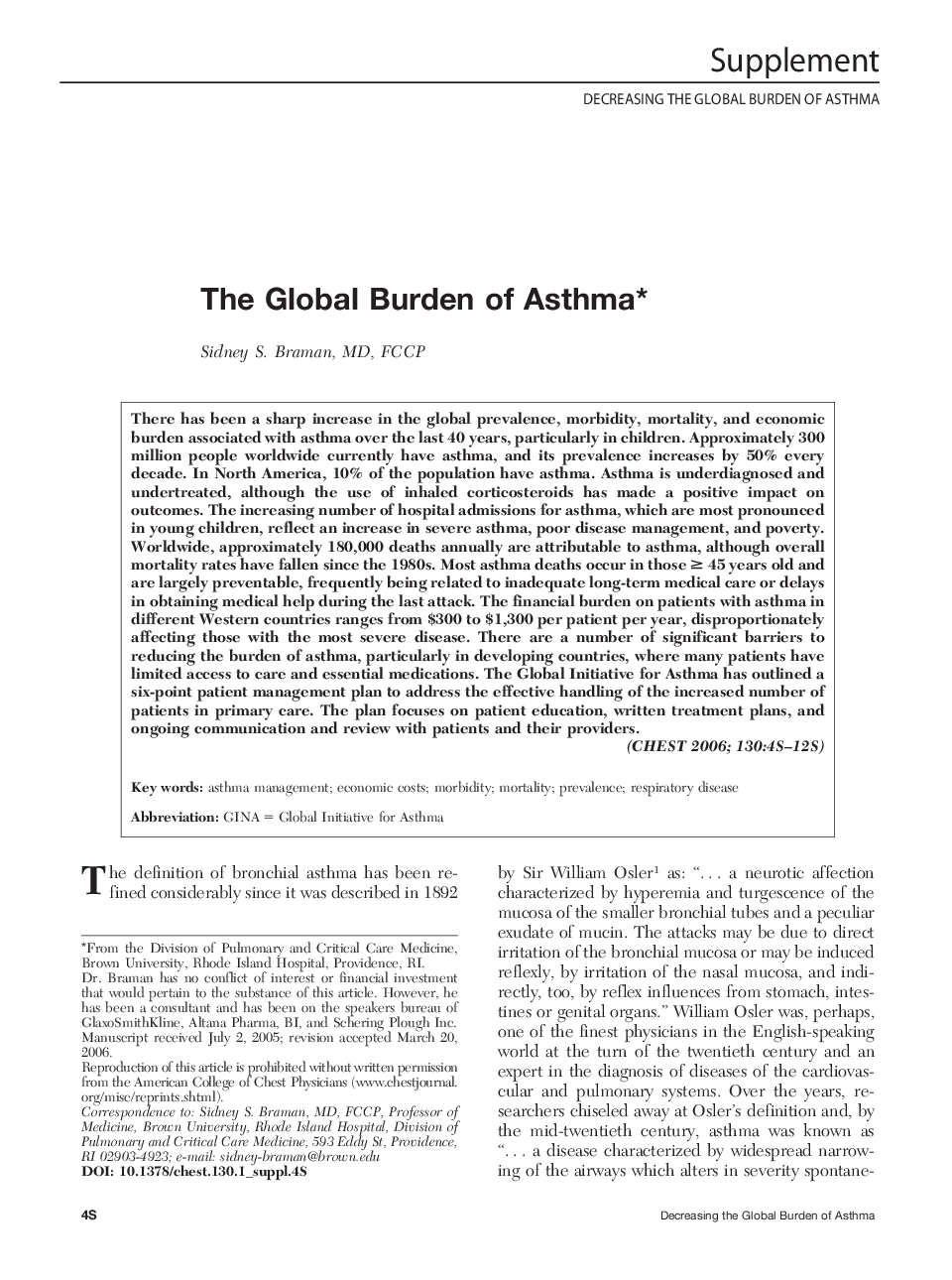 The Global Burden of Asthma