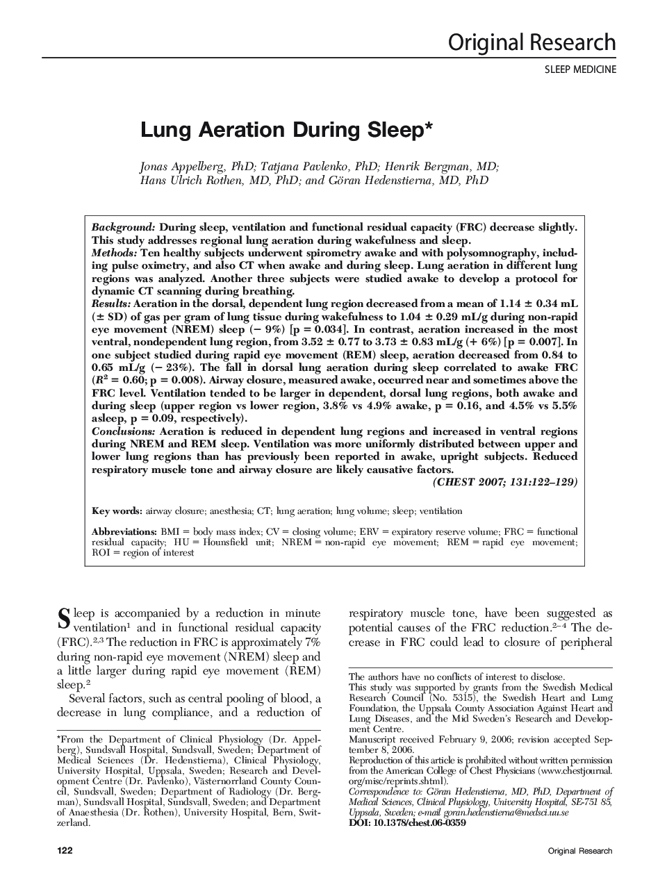 Lung Aeration During Sleep 
