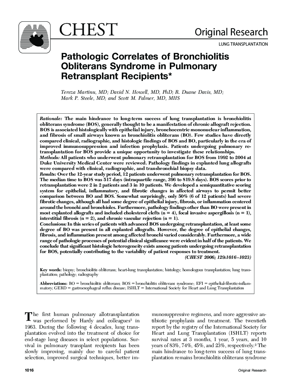 Pathologic Correlates of Bronchiolitis Obliterans Syndrome in Pulmonary Retransplant Recipients 