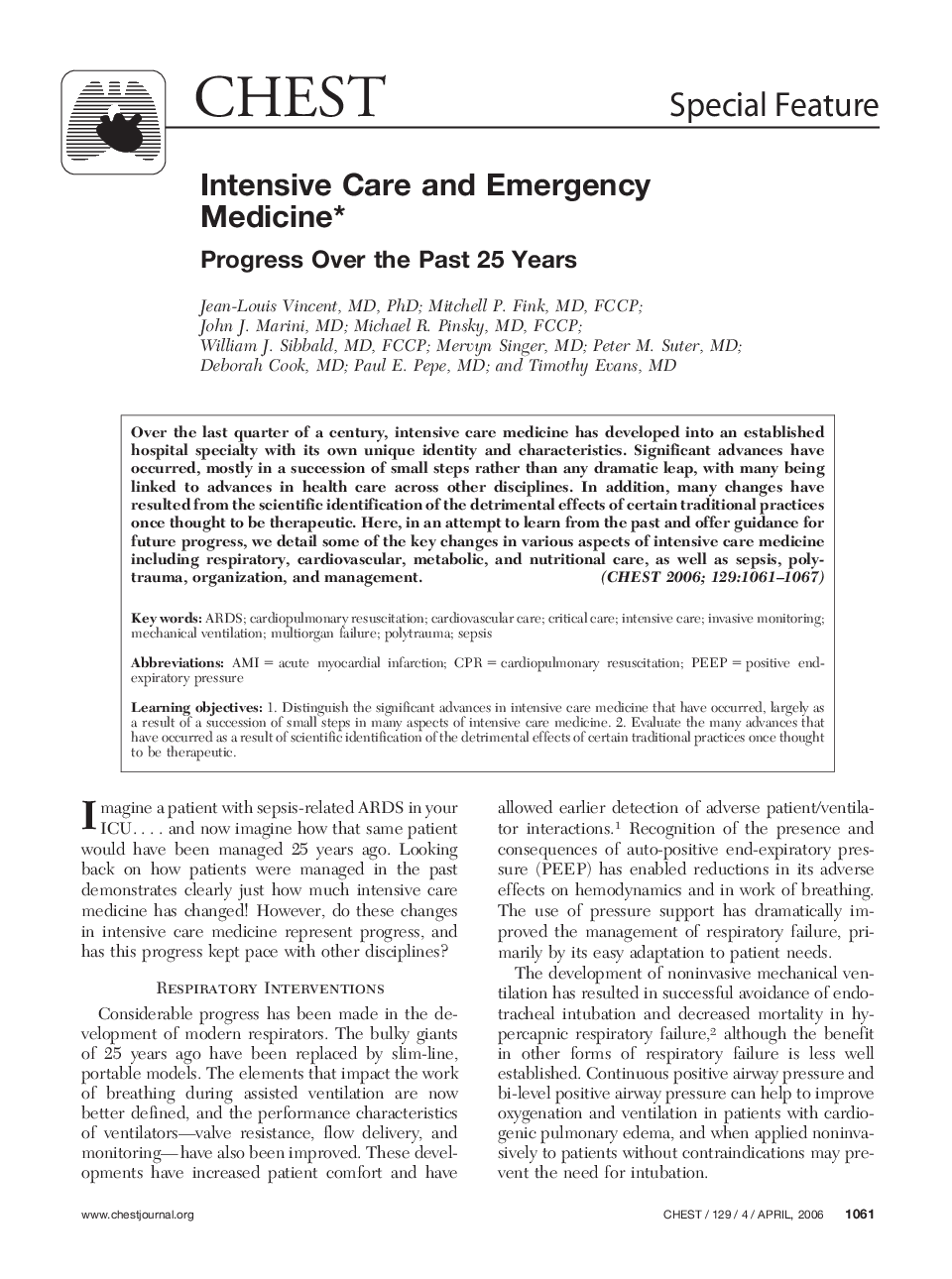 Intensive Care and Emergency Medicine : Progress Over the Past 25 Years