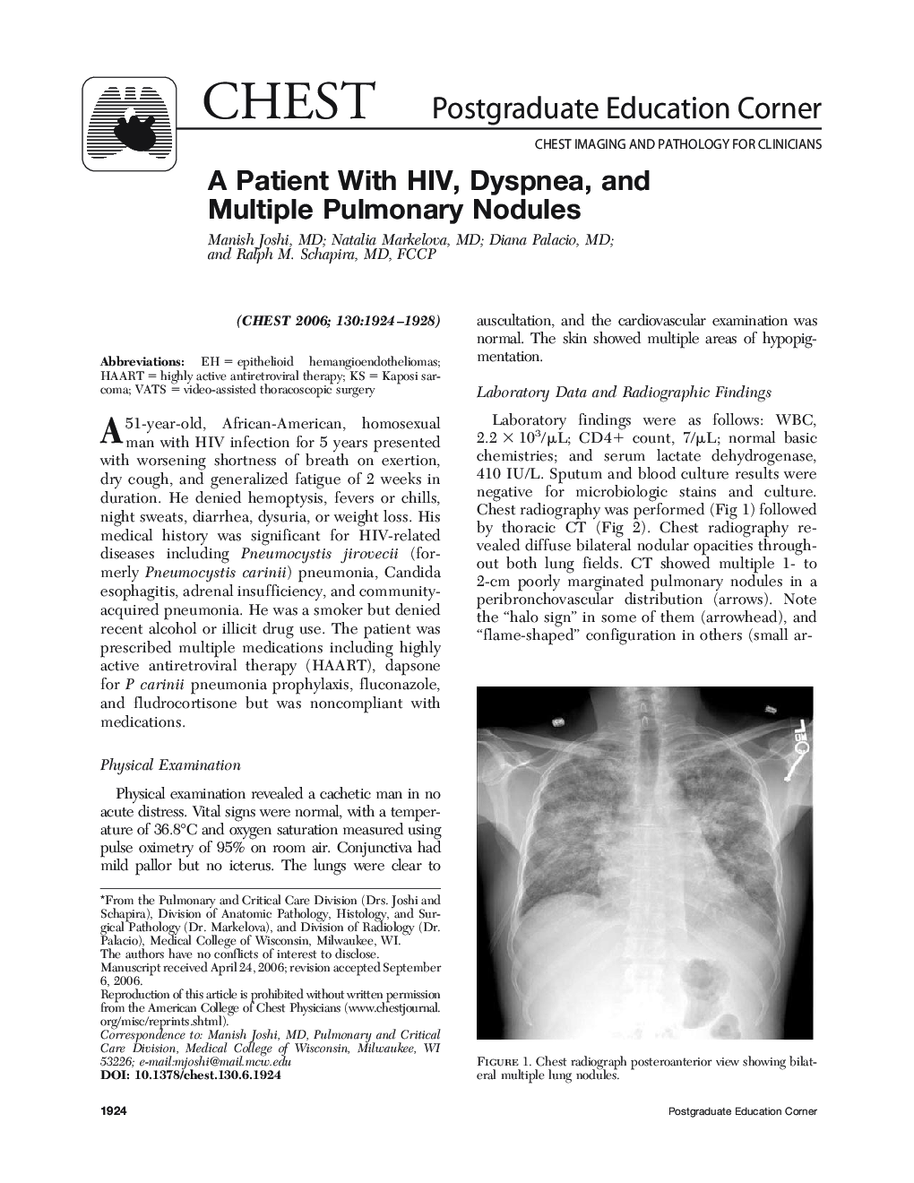 A Patient With HIV, Dyspnea, and Multiple Pulmonary Nodules