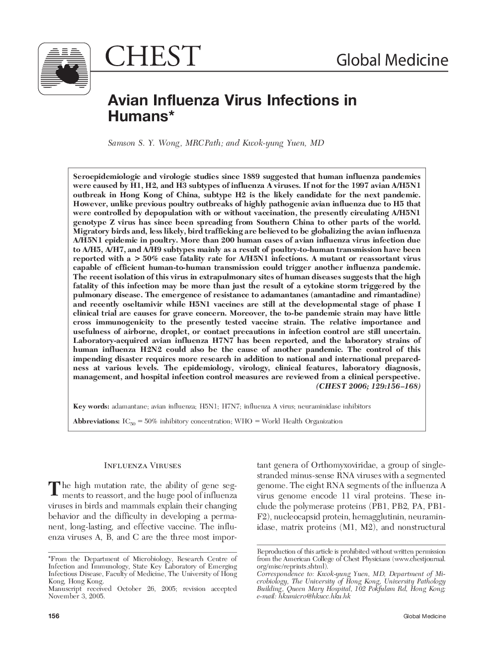 Avian Influenza Virus Infections in Humans 