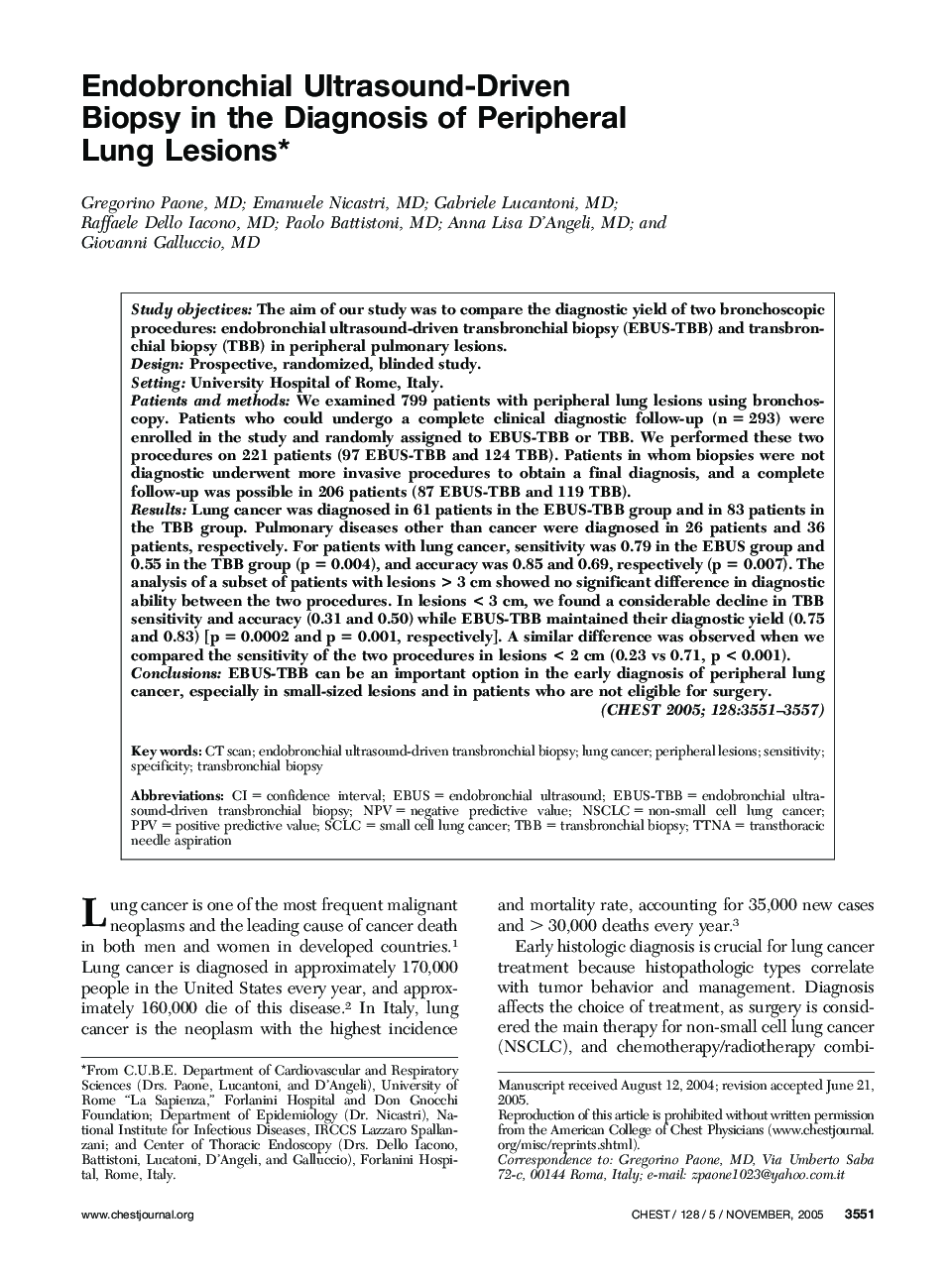 Endobronchial Ultrasound-Driven Biopsy in the Diagnosis of Peripheral Lung Lesions