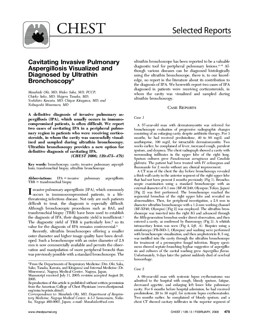 Cavitating Invasive Pulmonary Aspergillosis Visualized and Diagnosed by Ultrathin Bronchoscopy 