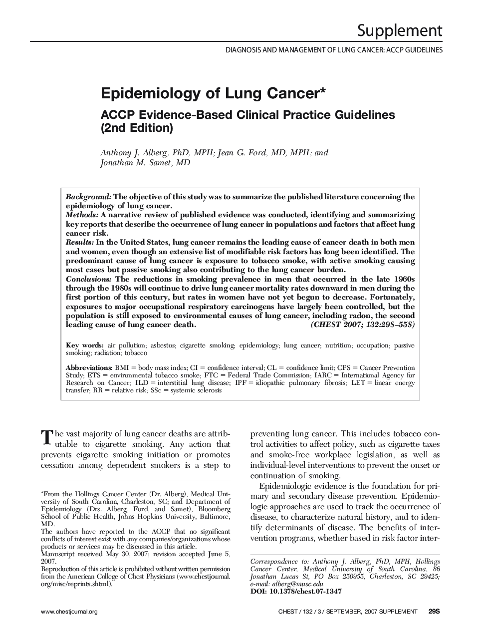 Epidemiology of Lung Cancer