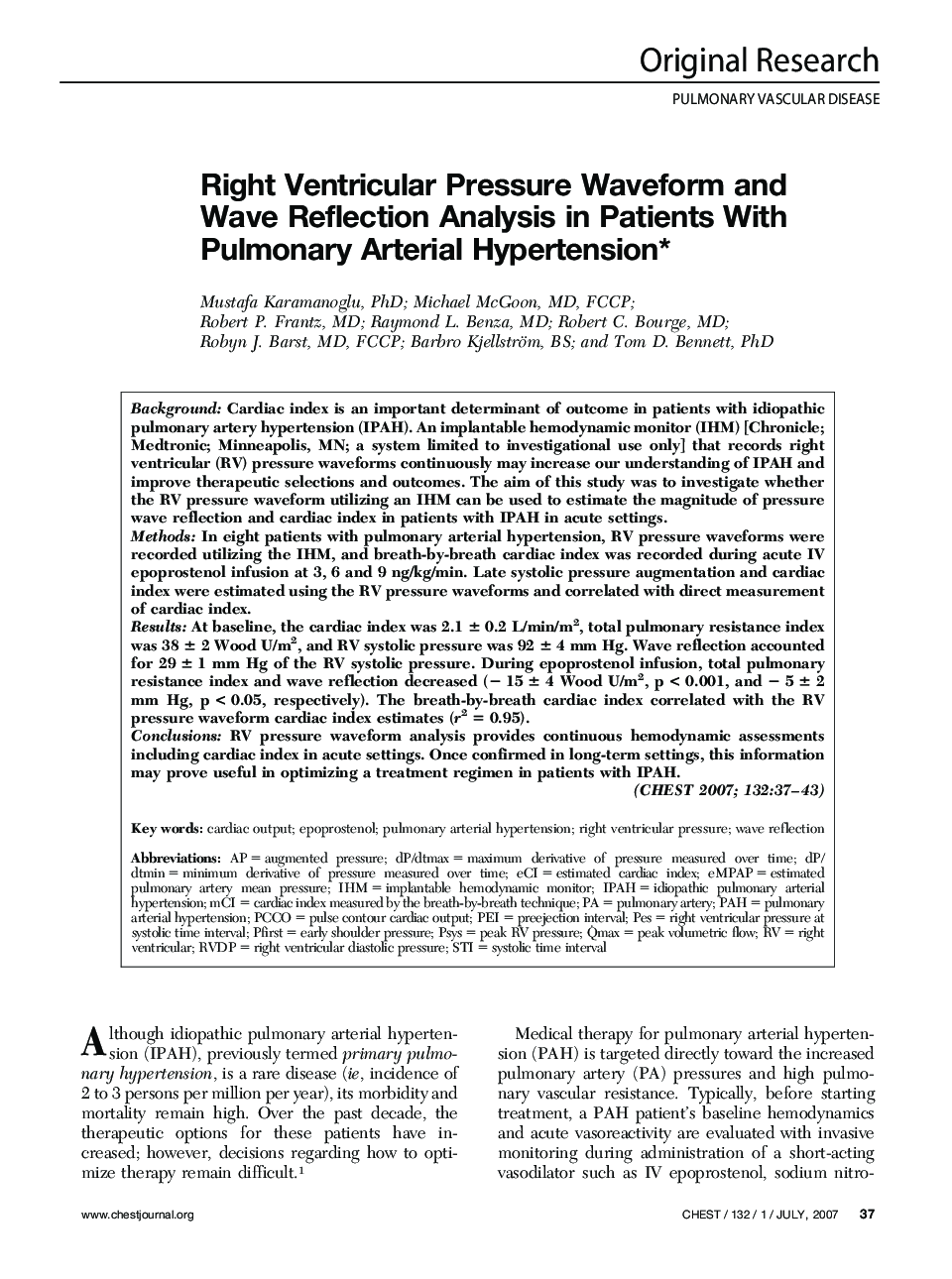 Right Ventricular Pressure Waveform and Wave Reflection Analysis in Patients With Pulmonary Arterial Hypertension 