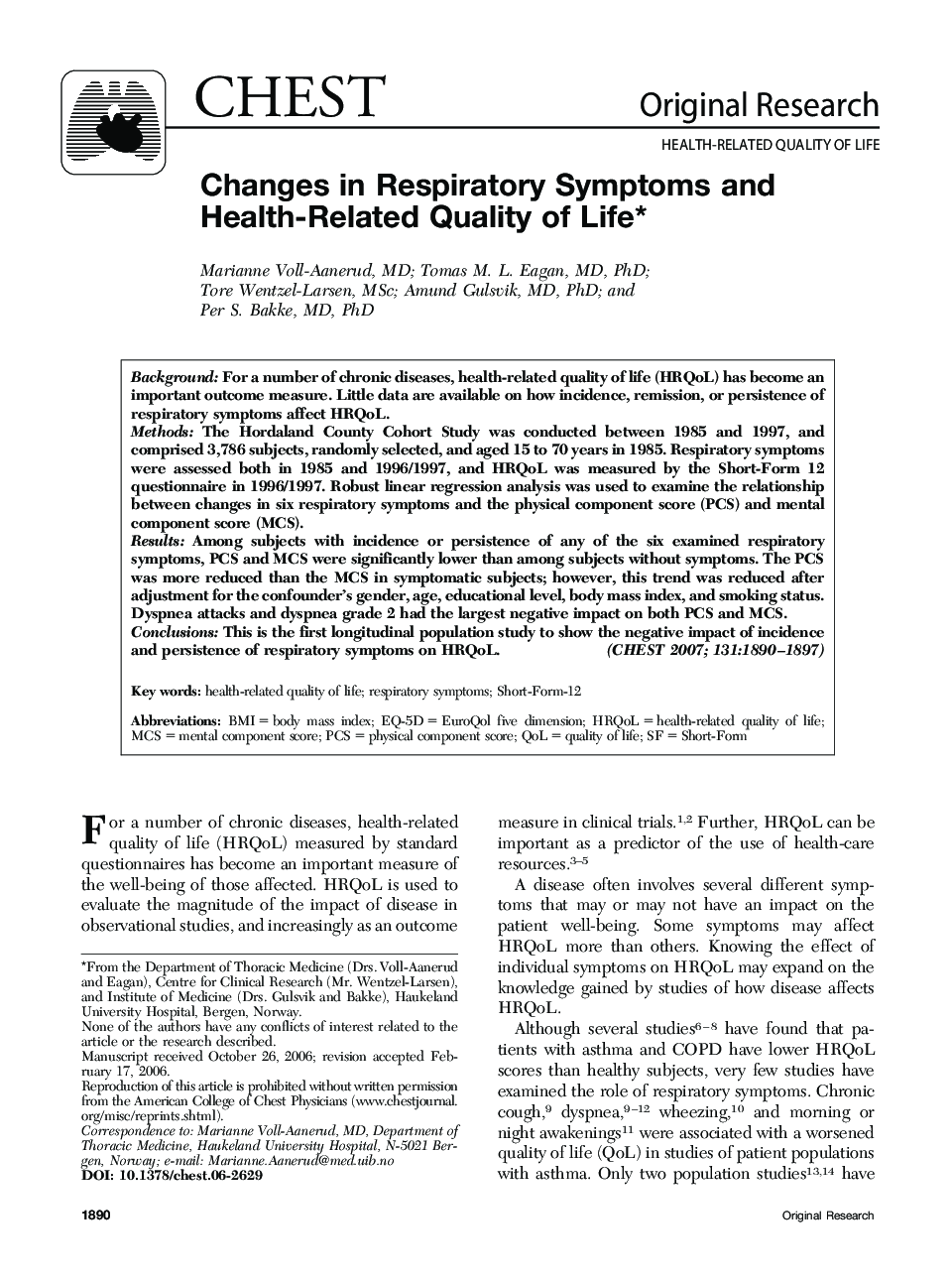 Changes in Respiratory Symptoms and Health-Related Quality of Life