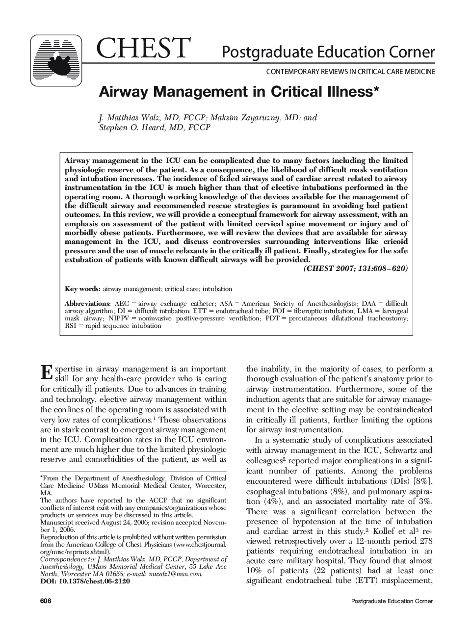 Airway Management in Critical Illness 