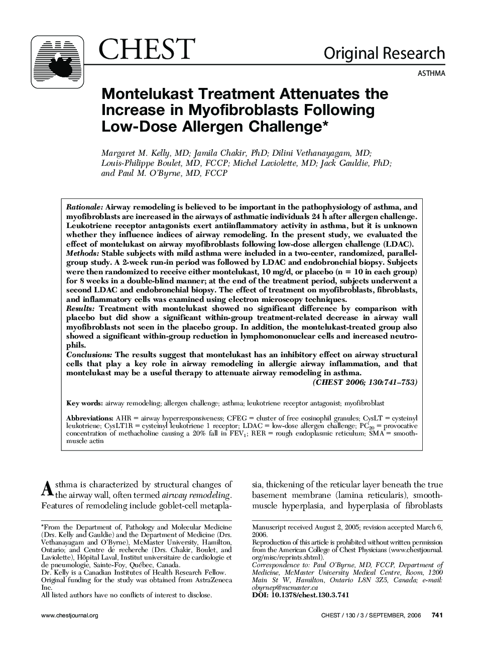 Montelukast Treatment Attenuates the Increase in Myofibroblasts Following Low-Dose Allergen Challenge 