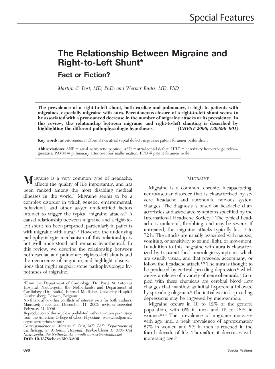 The Relationship Between Migraine and Right-to-Left Shunt