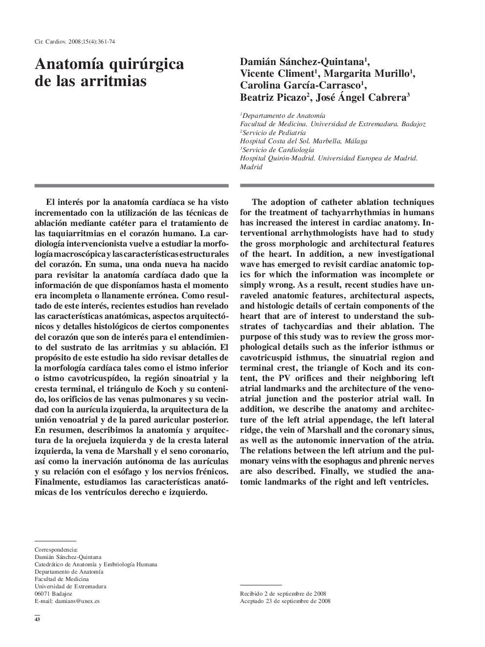 Anatomía quirúrgica de las arritmias