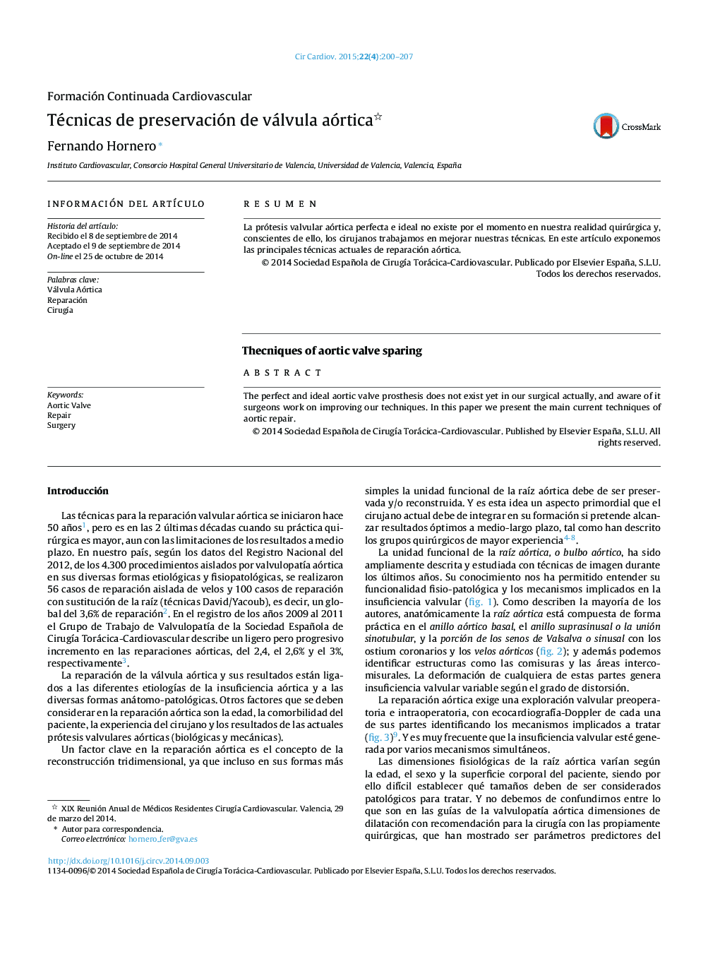 Técnicas de preservación de válvula aórtica 