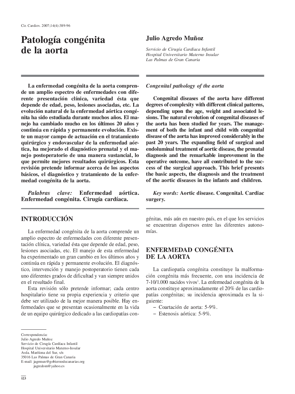 Patología congénita de la aorta