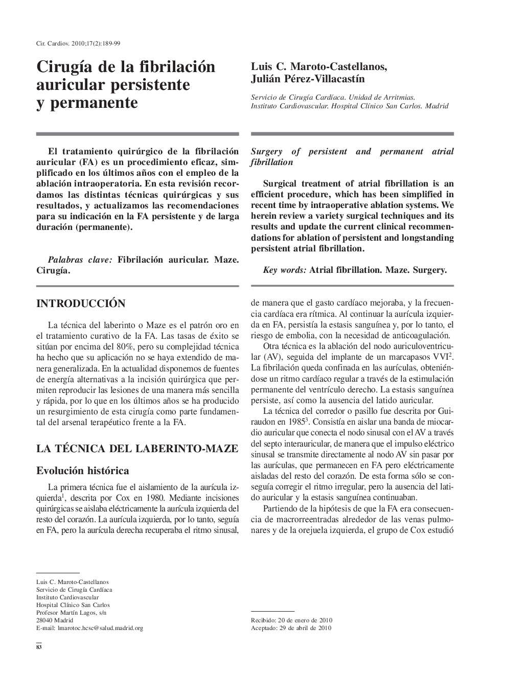 Cirugía de la fibrilación auricular persistente y permanente