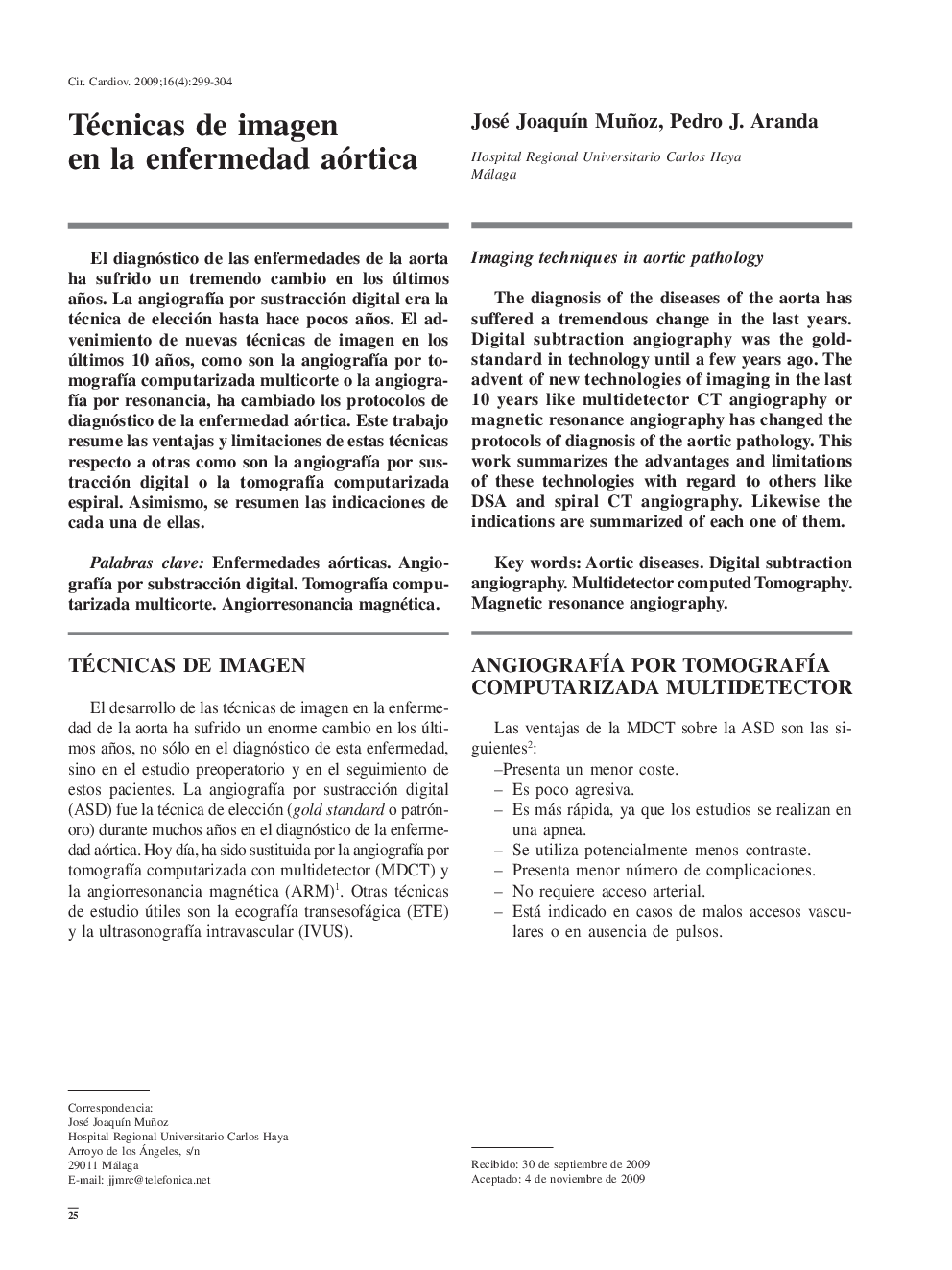 Técnicas de imagen en la enfermedad aórtica