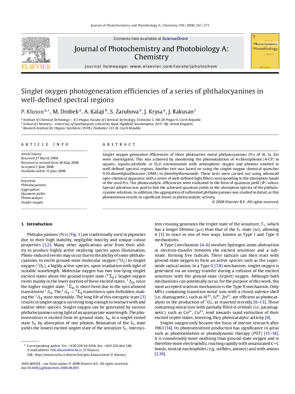 Singlet oxygen photogeneration efficiencies of a series of phthalocyanines in well-defined spectral regions