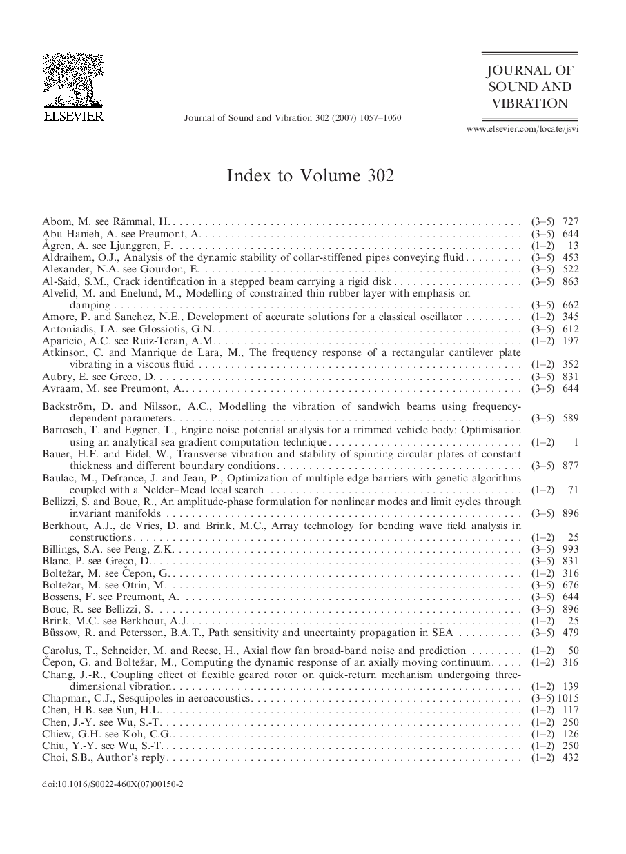 Index to Volume